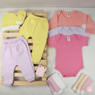 Imagem de Kit 15 Peças Roupa Bebê Body Mijão Calça Enxoval Algodão Sortido Dia a