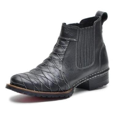 Imagem de Bota Masculina Couro Escamado Cano Curto Estilo Texano Solado Borracha Costurado-Masculino