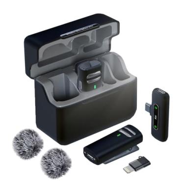 Imagem de Microfone de lapela profissional sem fio para iPhone Android Mics Pro com redução de ruído e sistema de mini microfone de para-brisa para vídeo, gravação cristalina, streaming, vlogging, TikTok