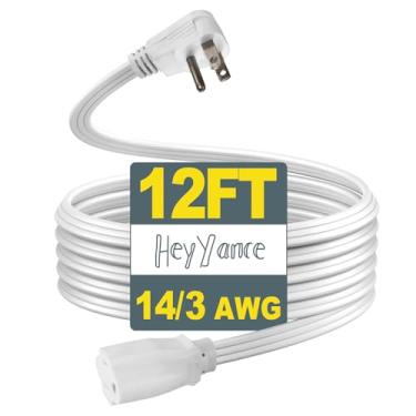 Imagem de HeyYance Cabo De Extensão Calibre 14 Para Aparelhos Alta Resistência - 12 Pés Spt-3, Plugue Plano, Alimentação Aterrado 3 Pinos Ar-Condicionado, Geladeiras, Micro-Ondas, Máquinas Lavar, Uso Interno,