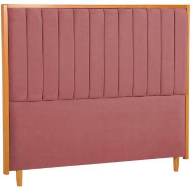 Imagem de Cabeceira Estofada Casal Imperial Veludo Rosa 140 Cm