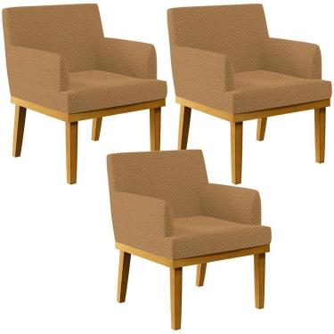 Imagem de Kit 03 Poltronas Decorativa Para Sala De Estar E Recepção Beatriz W01 Bouclê Mostarda