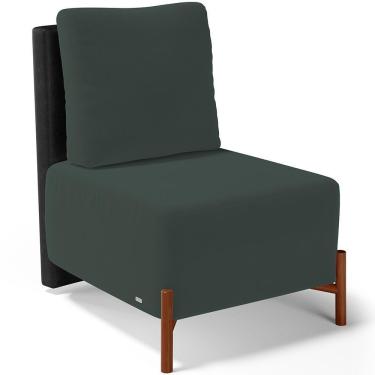Imagem de Poltrona Decorativa Sala De Estar Living Hungria L02 Couríssimo Preto Suede Verde Musgo - Lyam