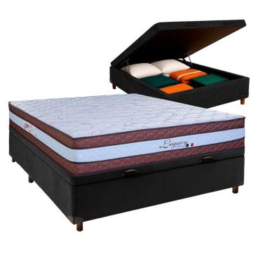 Imagem de Conjunto Cama Box Bau Blindado Casal + Colchão Molas Ensacadas Legaccy Paropas