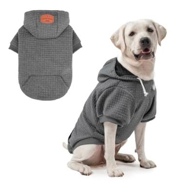 Imagem de BEAUTYZOO Suéter com capuz para cães médios com bolsos, roupas para cães pequenos e médios, meninos e meninas, casacos de algodão laminado tipo waffle para animais de estimação com chapéu e orifício