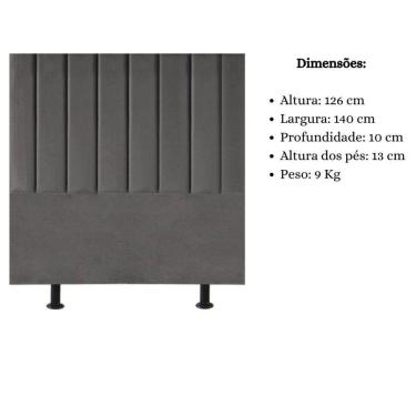 Imagem de Cabeceira De Cama Casal Box 140 Cm Karla Carla Corino Cor:cinza