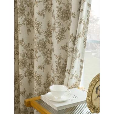 Imagem de Pinch Cortinas plissadas florais 100% blackout para quarto 213 cm para sala de estar, sala de jantar, luxuosa, cortinas de janela escurecimento de linho, cortinas com isolamento térmico, conjunto de 2