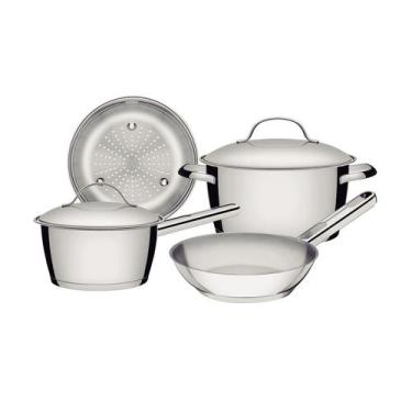 Imagem de Jogo de Panelas Tramontina Allegra em Aço Inox com Fundo Triplo 4 Peça