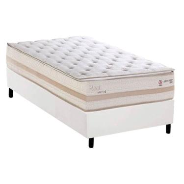 Imagem de Conjunto Box Solteiro: Colchão Molas Herval Maxspring Real + Base Crc Corano White (88x188)
