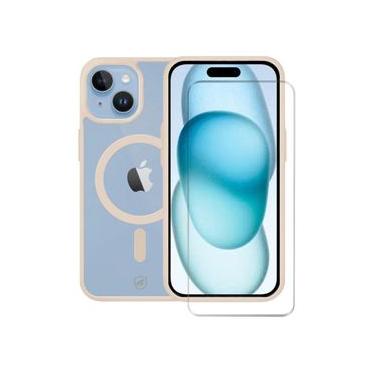 Imagem de Kit Capa Magsafe Rosa e Pelicula Nano Vidro para iPhone 15 - Gshield