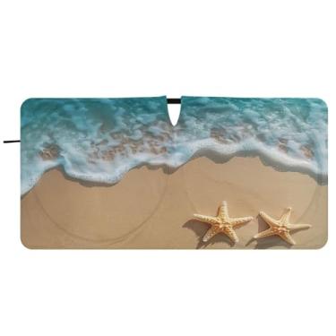 Imagem de Blueangle Para-brisa Starfish Shell Verão Praia Para-brisas - 149.9 cm x 76.2 cm Dobrável Carro Frontal Para-sol Blocos Raios UV Viseira de Sol (809)