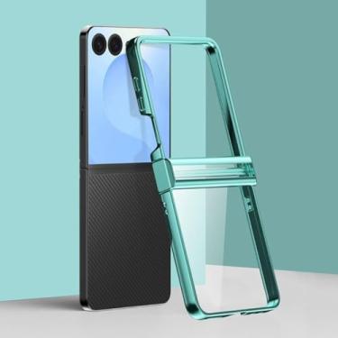 Imagem de Capa transparente de luxo com revestimento eletroplástico para Samsung Galaxy Z Flip 3 4 5 6 7 Zflip7 Flip6 5g (para Galaxy Z Flip3 5G/Verde)