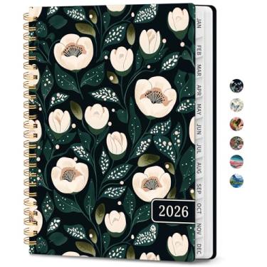 Imagem de Agenda 2026, agenda semanal e mensal para mulheres, janeiro de 2026 a dezembro de 2026, agenda bonita de capa dura 2026 com abas, bolso interno, encadernação espiral, material escolar perfeito para