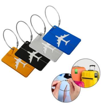 Imagem de Kit 4 Tags Mala Para Viagem A Prova De Água Identificador C/ Cabo Aço 