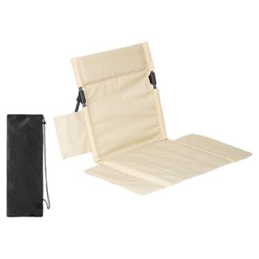 Imagem de Generic Cadeira dobrável com encosto para camping ao ar livre, ideal para uso no chão. Acompanha bolsa de transporte e almofada para cadeira, Cáqui
