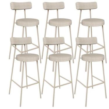 Imagem de Kit 06 Banquetas Alta Bar Cozinha Sala De Jantar Aço Milão Arena L02 L