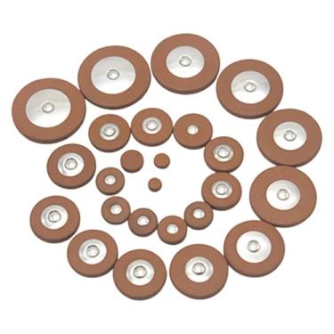 Imagem de YIJU Conjunto de 25 almofadas para saxofone alto, acessórios fáceis de usar, peças leves para instrumentos, substituição direta para almofadas de saxofone, Marrom