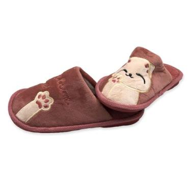 Imagem de Pantufa Gatinho Infantil Rosa Tamanho 32/33
