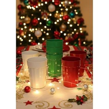 Imagem de Kit de Copos Reutilizáveis 350ml Plástico Resistente Colorido para Festa Infantil Eventos Escolares(CORES NATALINAS,30)