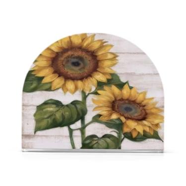 Imagem de JUZIHAI Suporte de guardanapo de girassol para mesa dispensador de guardanapo de acrílico para mesa suporte de lenços independente para cozinha sala de jantar bar festa decoração de casa