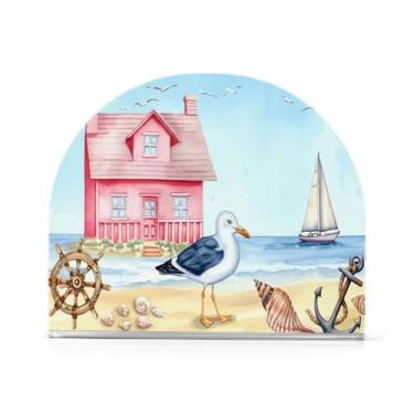 Imagem de Qilmy Porta-guardanapos de acrílico para casa em aquarela, suporte de lenços de mesa independente, dispensador de papel de coquetel para cozinha, jantar, restaurante, bar, decoração, 1 pacote