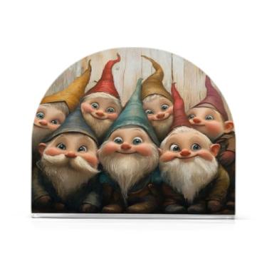 Imagem de JUZIHAI Gnomos engraçados porta-guardanapos de Natal para mesa, dispensador de guardanapo de acrílico, suporte de lenços independente de mesa para cozinha, jantar, bar, festa, decoração de casa