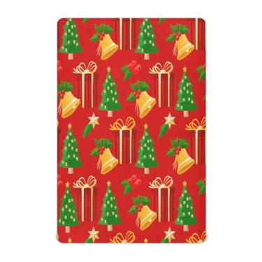 Imagem de JUZIHAI Lençol com elástico para berço 99 x 68,5 cm, sinos dourados de Natal, macio, respirável, elástico, lençol de brincar para berço padrão e cama de criança pequena