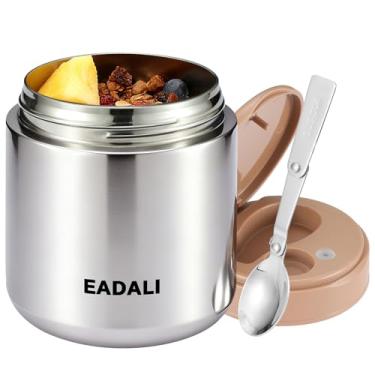 Imagem de Eadali Pote térmico infantil de 440 ml – Recipiente térmico de aço inoxidável 316 com alça e colher dobrável, lancheira à prova de vazamento sem BPA para escola e escritório