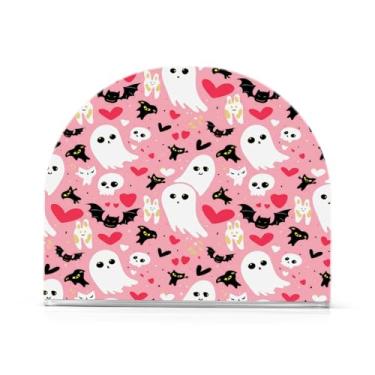 Imagem de JUZIHAI Suporte de guardanapo de morcego fantasmas de Halloween para mesa dispensador de guardanapo de acrílico para mesa suporte de lenços independente para cozinha sala de jantar bar festa decoração