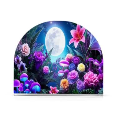 Imagem de Qilmy Suporte de guardanapo acrílico para cena da floresta, suporte de lenços de mesa independente transparente, dispensador de papel de coquetel para cozinha, jantar, restaurante, bar, decoração, 1