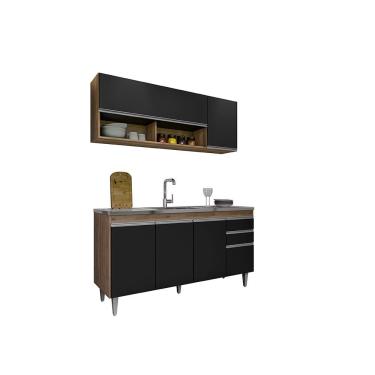 Imagem de Balcão Gabinete Para Pia 150cm 4 Portas Ayla - Ssx Multicoisas Freijó-preto