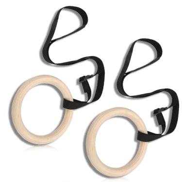 Imagem de equlup 1 par de anéis de ginástica de madeira para academia de 150 kg com capacidade de puxar para cima para casa, academia, treino, musculação, fitness