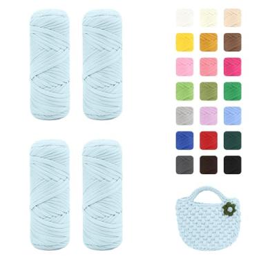 Imagem de Maxee Pacote com 4 fios de camiseta premium (200 g/75 m cada), fio de fita macia para crochê e tricô - cor intensiva e fácil de cuidar