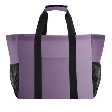 Imagem de ODAWA Bolsa de praia dobrável grande roxa gradiente para academia, bolsa de natação dobrável reutilizável