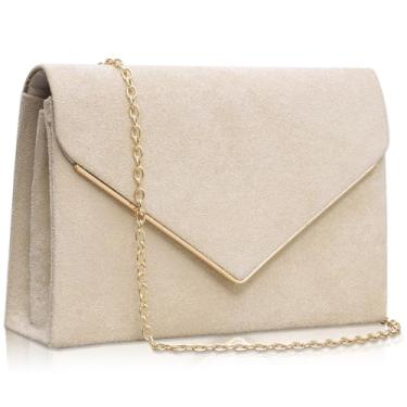 Imagem de Larcenciel Bolsa clutch de camurça para mulheres, elegante envelope de damasco, bolsas noturnas e alça de corrente, bolsa de festa feminina de veludo moderna para eventos formais, casamento, coquetel