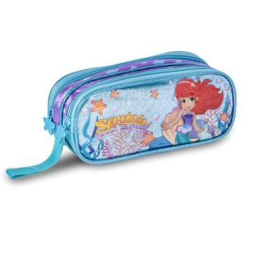 Imagem de Estojo Escolar Duplo Infantil Da Sereia Encantada Meninas - Clio
