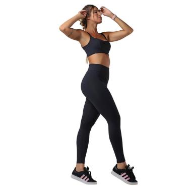 Imagem de Conjunto Fitness Feminino Top Duplo Decote Princesa Calça Legging Cintura Alta Compressão-Feminino