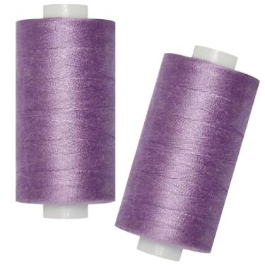 Imagem de Linha de costura multiuso - 2 carretéis de linha de costura manual de poliéster para máquina de costura para costura manual e máquina (violeta, 2 carretéis)
