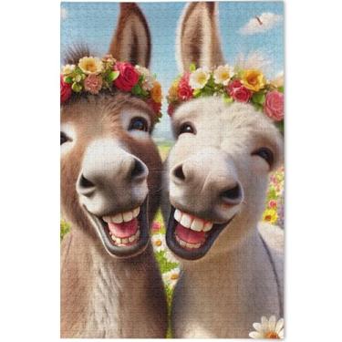 Imagem de Quebra-cabeças engraçados de animais fofos burros para adultos, presentes divertidos de elefantes brancos, quebra-cabeças personalizados exclusivos para adultos, arte de arte, estampa de animais, 52 x