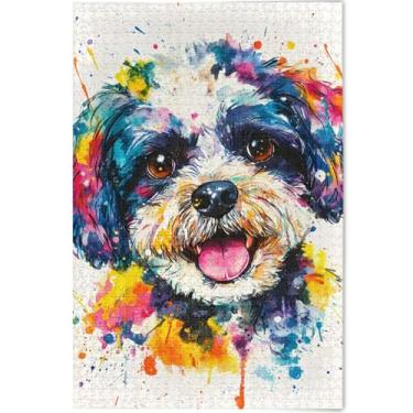 Imagem de Quebra-cabeça personalizado para cachorro Maltipoo em aquarela adulto 500 peças arte animal de desenho animado divertido presente de mordaça quebra-cabeça tecnologia, jogos, presentes, 52 x 37,8 cm
