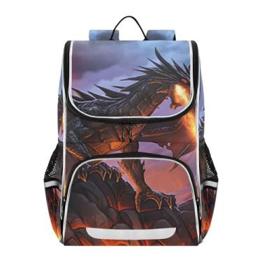 Imagem de Joisal Back to School Bags Kawaii Huge Dragon Fire Magma Dark Girls Backpack for Kids Lightweight Bookbag for Elementary Boys Backpacks Cartoon, 18L