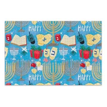 Imagem de Quebra-cabeças Jigsaw 1000 peças para adultos feliz Hanukkah azul branco elefante divertido brinquedo adulto pintura de arte animal, 75 x 40 centímetros