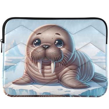 Imagem de Linda bolsa para laptop com estampa animal morsa fofa para laptop MacBook Air 13 polegadas capa universal para laptop acolchoada de 13 a 14 polegadas