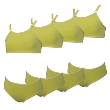 Imagem de Kit 4 Conjunto Calcinha e Sutiã sem Bojo Infantil Algodão Tamanho:GCor