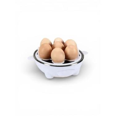 Imagem de Cozedor Elétrico de Ovos Automático, Capacidade para 7 Ovos, Compacto, Tampa Transparente, Cores Variadas, Branco, Amarelo, Rosa e Azul. Voltagens 110/220... (Branco/Amarelo/Rosa/Azul)