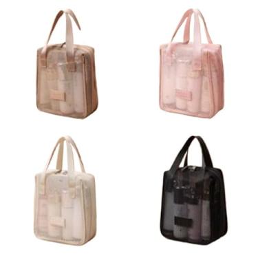 Imagem de Kit Necessaire de Maquiagem 2 Peças Grande Capacidade em Nylon e Malha Transparente para Cosméticos e Viagem(02Aleatório)