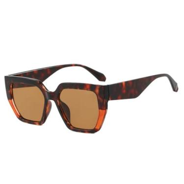 Imagem de Óculos de Sol Unissex com Estampa de Leopardo em Degradê de Cores Doces, Proteção UV400, Ideais para Esportes ao Ar Livre, Corrida e Ciclismo, Cor Chá Floral