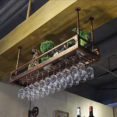 Imagem de Bar rack de vinho de metal restaurante rack de garrafa de vinho com taças de taça prateleira de armazenamento doméstico prateleiras organizadoras flutuantes para debaixo do armário, cozinha/80 * 35 cm