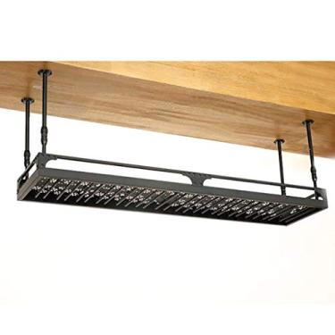 Imagem de SGeneE Suporte de taça de vinho com moldura de copo de vinho de metal para teto suporte de cálice suspenso altura ajustável balcão de bar rack de vinho rack de decoração rack de exibição rack de vinho