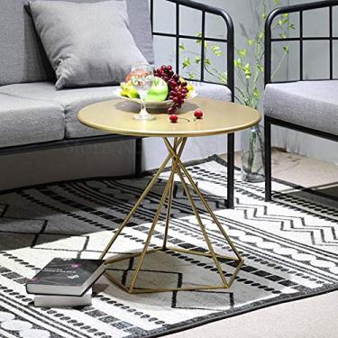 Imagem de Mesa lateral nórdica mesa de centro criativa sala de estar simples sofá mesa de canto pequena mesa lateral ferro quarto mesa redonda (cor: 55 x 55 x 51 cm 4) (55 x 55 x 51 cm 2)